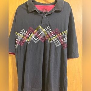 Crown Men's Black Polo with Geometric Design